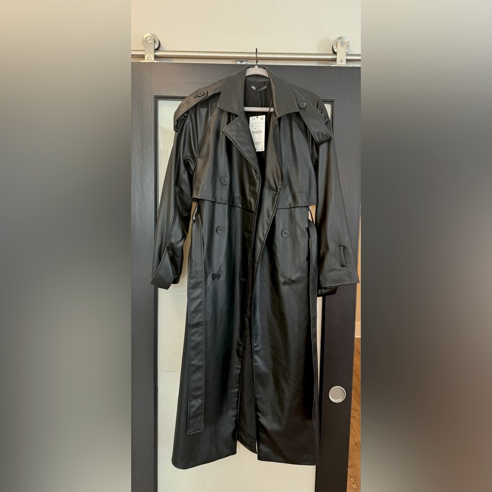 Zara Oversized Faux Leather Trench Coat